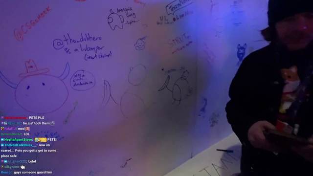 Pete admires an anonimous art on the CDAWG art wall