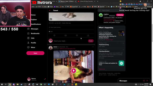 Streamer trying to get a better view on a vertical video