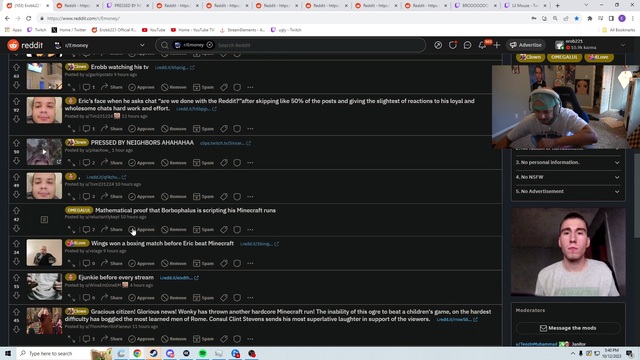 Erobb's subreddit knows him too well.