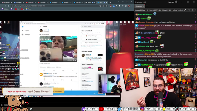 Hasan says some of Destiny's community hates black creators and want to take them down