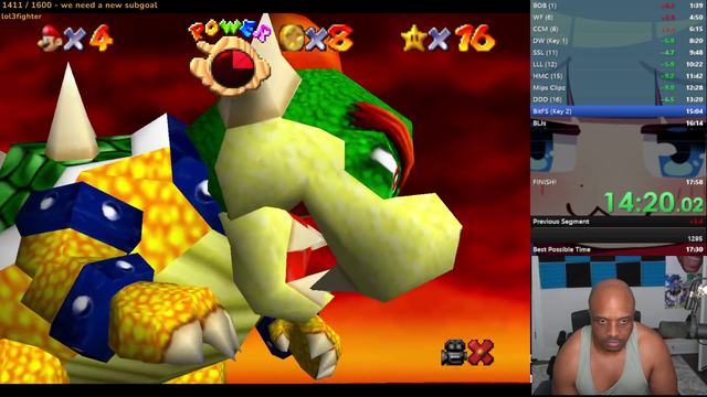 Lacari's Mario 64 PB seems insanely spliced at Bowser 2. Anyone else notice this? Only insane splits after this?