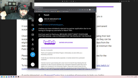 CEO reacts to getting his Twitch Partner application rejected.