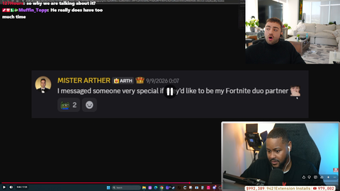 Nick allegedly unfollowed Arthur for choosing Nora to be his Fortnite duo partner in upcoming Jynxzi's tournament.