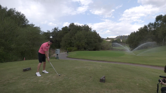 Golfer bets his buddy $100 he won't make it onto the green.