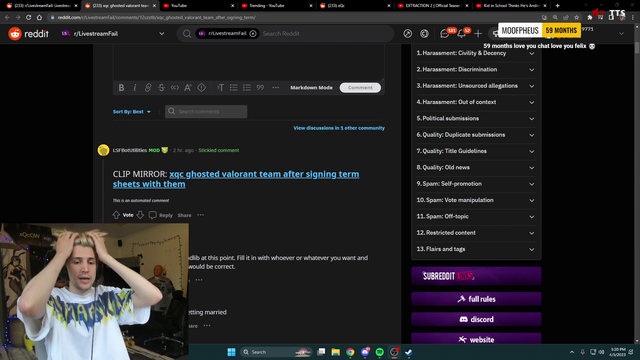 xQc insinuates that he ghosted the team because of the Court Case and that hes not allowed to spend so much money