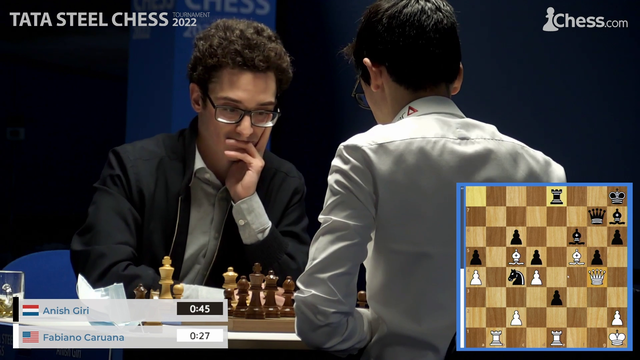 Fabiano Caruana's blunder against Anish Giri in Tata Steel 2022