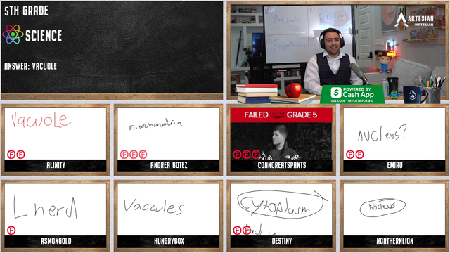 3 people get eliminated from schooled on 5th grade question
