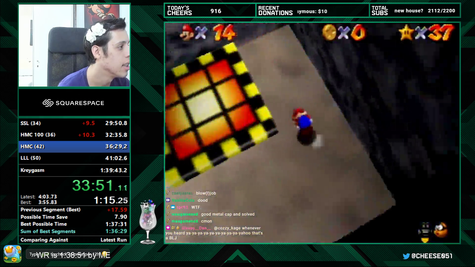 top super mario 64 runner, cheese, has small breakdown
