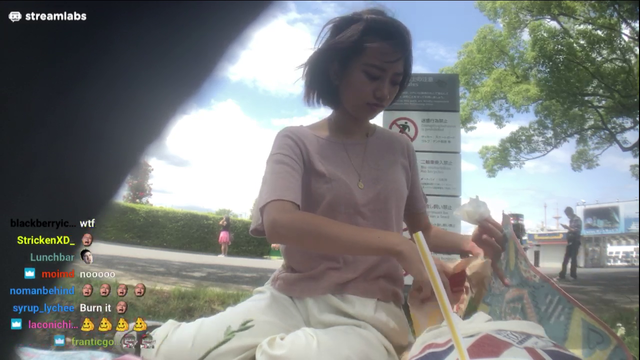 Bird poops on Kana Chan in the park while having a picnic