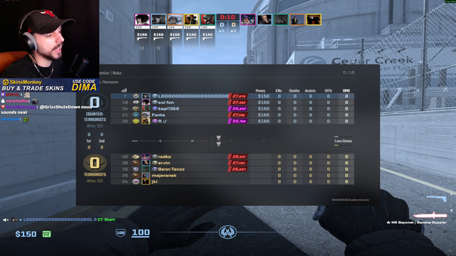 dima_wallhacks hits the fastest ACE on pistol round