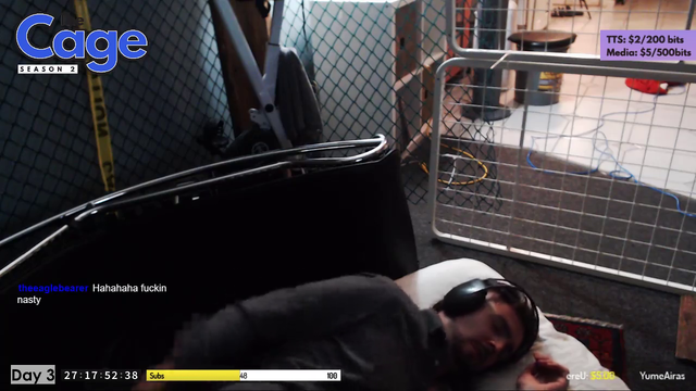 Guy doing 720 hours in a cage challenge gets woken up by gunshots