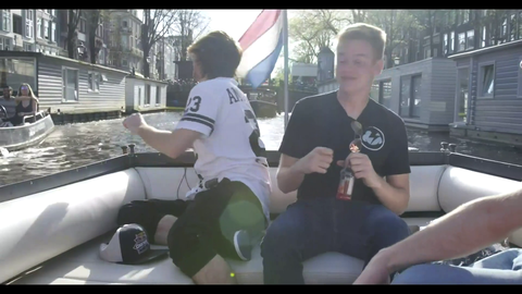 Mitch catches grape on boat