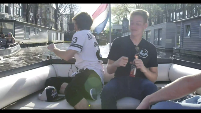 Mitch catches grape on boat