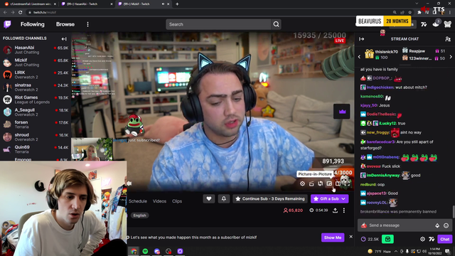 Chatter asks why Mizkif changed his mind on Slick so quickly