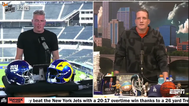 ESPN's Pat McAfee reads a post live on-air hoping he gets "kirked"