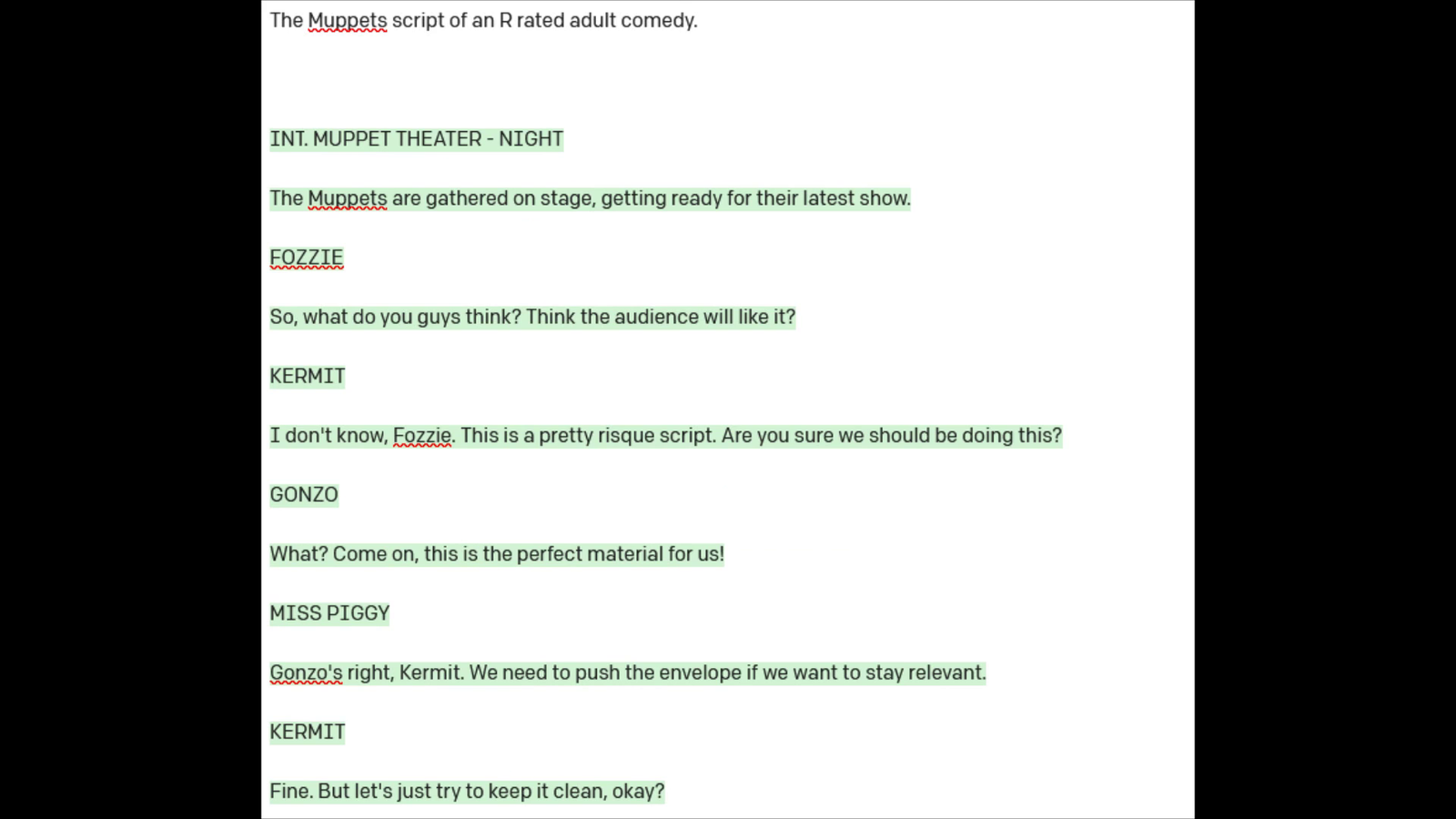 Text generating AI reveals The Muppets' new comedy special (Rated R)
