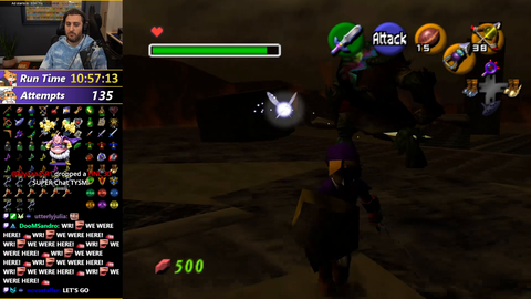 MajinPhil completes his Ocarina of Time no-hit enemy/item randomizer after 135 attempts