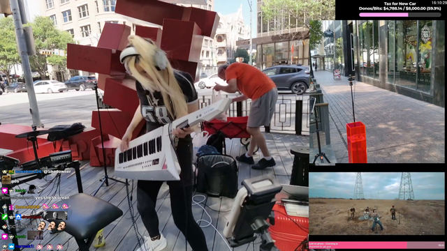 Hachu rocks out on a keytar