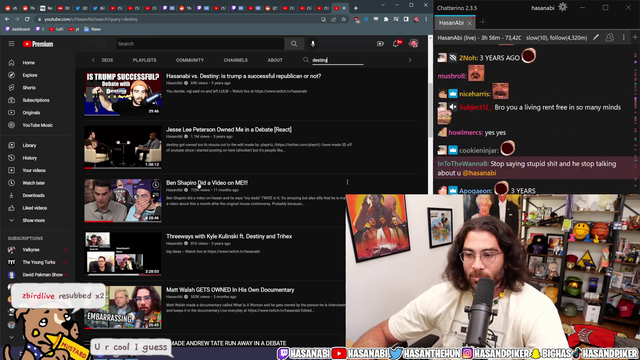 Hasan highlights Destiny's obsession with him