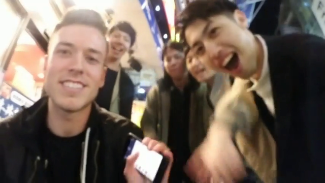Jake makes friends with a japanese boys band
