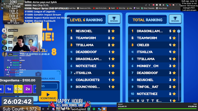 +100 hours to a subathon in a single dono