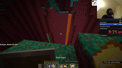 Frozen Bags reviewing his past Minecraft speedrun attempts