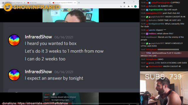 Vaush lies about Infrared wanting to "meet up" with him and not box him