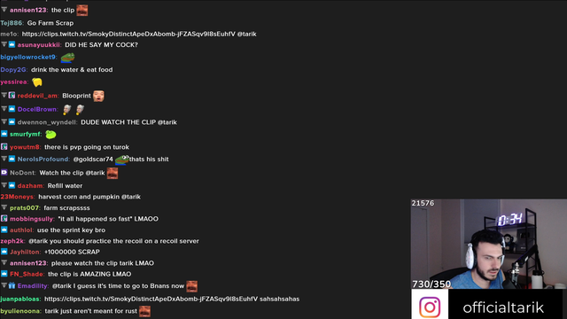 Tarik's reaction to taxi2g's clip of him crashing his heli in Rust