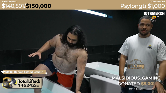 Esfand jumps into the ice bath