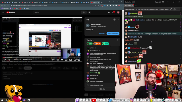 Hasan responds to Destiny's claims of Hasan's connections to the trafficking club