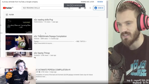 xQc reacts to PewDiePie reacting to xQc reading skills