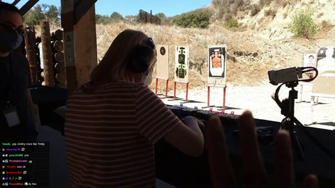 Hachubby shows off a gun at the range