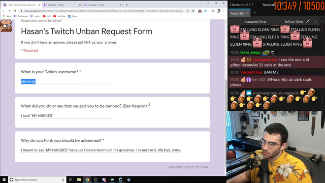 Hasan viewer loses to keyboard