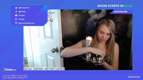 Qtcinderella says a prayer before chess game