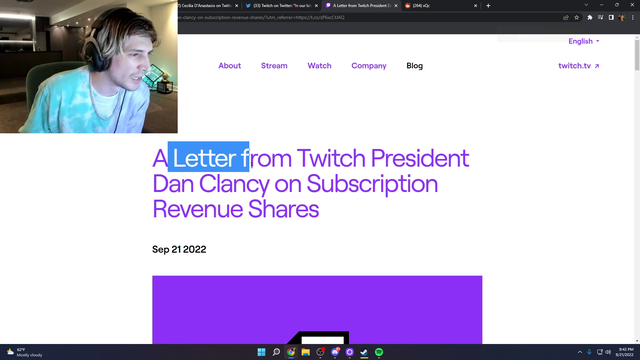 XQC reads a letter from Dan Clancy