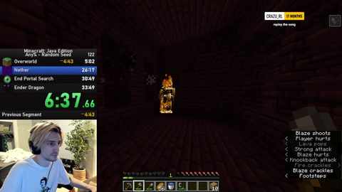 xQc is back to speed running Minecraft