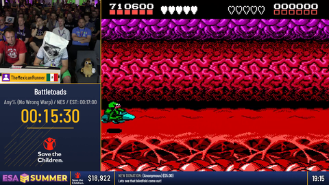 TheMexicanRunner just completed the first ever deathless Turbo Tunnel blindfolded, live, in a marathon, with 20,000 viewers.