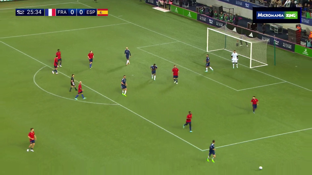 The first oal of the match! France is up 1-0 in a packed stadium and in front of 1M viewers