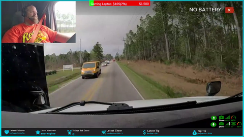 Semi driver gets swiped and rolls while streaming