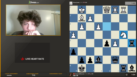 Hans gets a little excited after he queues versus Magnus Carlsen