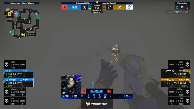 FaZe win against G2 after 5 overtimes