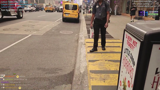 Despite air quality warnings New York City, ExtraEmily is streaming IRL food delivery