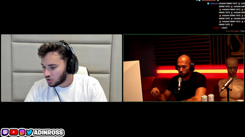 Andrew Tate comes back later on Adin stream to talk about Hasan