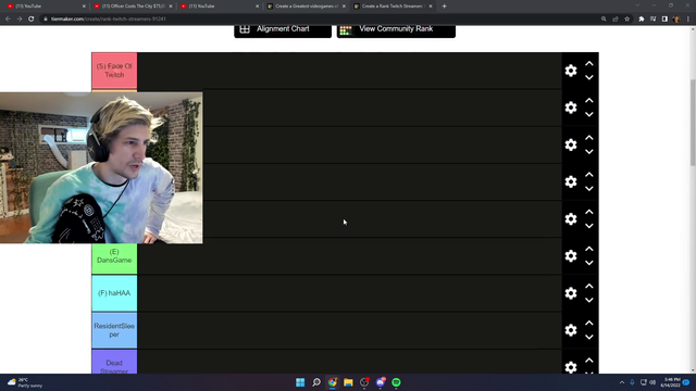 XQC predicts what would happen before he created the streamer tier list