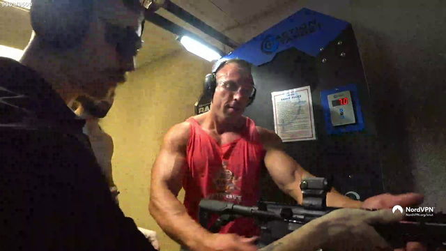 Knut emulates Arnold at the gun range.