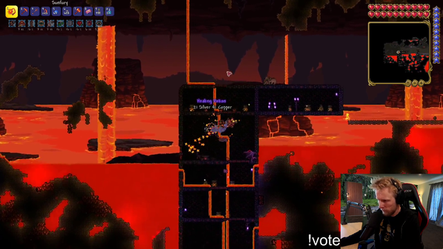 Quin69 doing a blind terraria playthrough accidentally asks google assistant for advice.