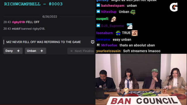 Chat unbans someone Mizkif banned