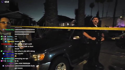 Streamer gets pressed by people at a crime scene