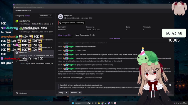 Twitch Vedal reads an interesting unban request