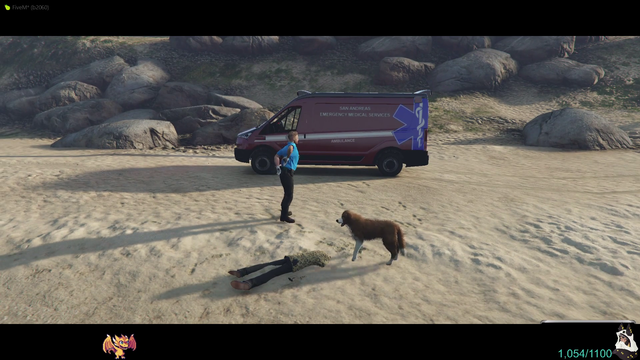 [Javaaaa] EMS attempts rescue for Majima from rabid beach doggo
